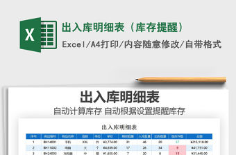 2021年出入庫(kù)明細(xì)表（庫(kù)存提醒）