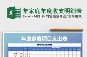 2021年年家庭年度收支明細(xì)表