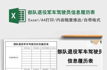 2021年部隊(duì)退役軍車駕駛員信息履歷表