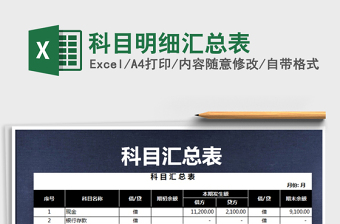 2022年科目明細(xì)匯總表