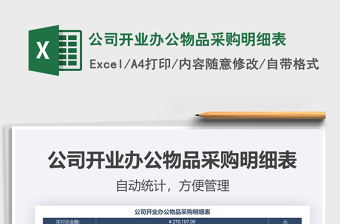 2021年公司開業(yè)辦公物品采購明細(xì)表