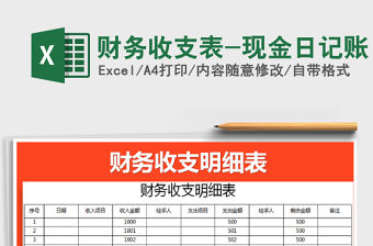 2022年財務收支表-現金日記賬免費下載