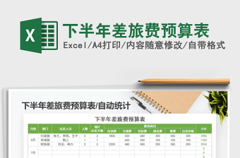 2021年下半年差旅費(fèi)預(yù)算表