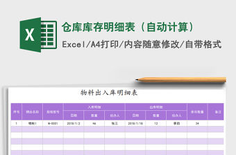 2022年倉庫庫存明細(xì)表（自動計(jì)算）免費(fèi)下載