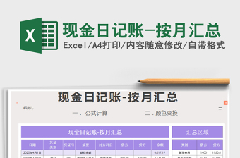2021年現(xiàn)金日記賬-按月匯總