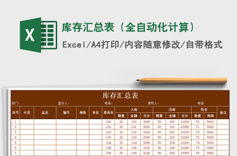 2022物品材料库存汇总表（自动计算）