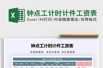 2021年鐘點工計時計件工資表