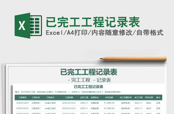 2021年已完工工程記錄表