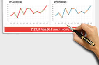 2022年半透明折线 图通用图表模板 趋势分析免费下载