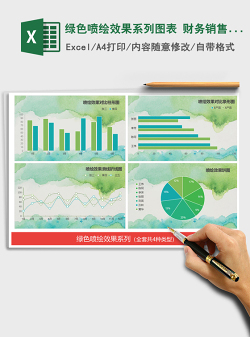 2021年绿色喷绘效果系列图表 财务销售可视化报表免费下载