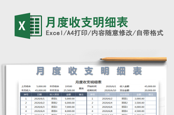 2021年月度收支明細(xì)表