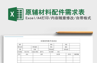 2021年原輔材料配件需求表