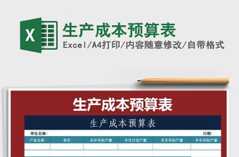 2022年生產(chǎn)成本預(yù)算表免費下載