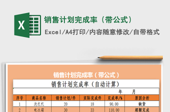 2021年銷售計劃完成率（帶公式）免費下載