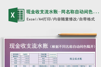 2021年現(xiàn)金收支流水賬-同名稱自動(dòng)間色區(qū)分