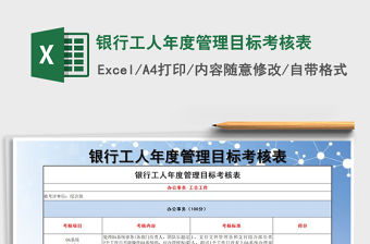 2021年銀行工人年度管理目標考核表
