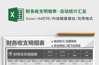 2021年財務(wù)收支明細(xì)表-自動統(tǒng)計匯總
