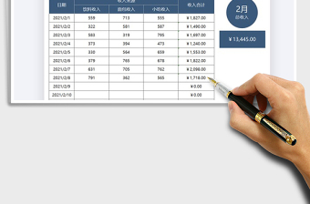 2021年收入日記賬月度統(tǒng)計(jì)表