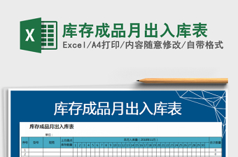 2021年庫存成品月出入庫表免費(fèi)下載