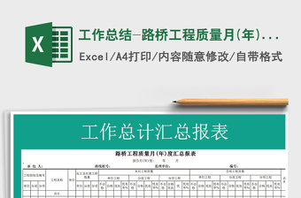 2021年工作總結(jié)-路橋工程質(zhì)量月(年)度匯總報表免費(fèi)下載