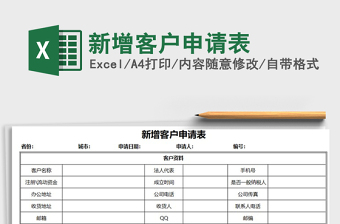 2022年新增客戶申請(qǐng)表免費(fèi)下載