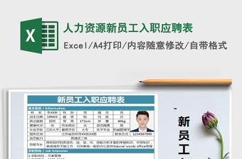 2021年人力資源新員工入職應聘表