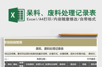 2021年呆料、廢料處理記錄表免費下載