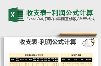 2021年收支表-利潤(rùn)公式計(jì)算