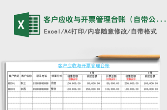 2021年客戶應(yīng)收與開票管理臺(tái)賬（自帶公式）