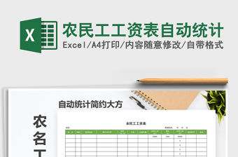 2021年農民工工資表自動統計免費下載