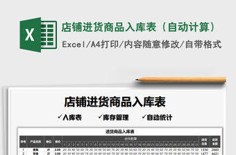 2021年店鋪進貨商品入庫表（自動計算）