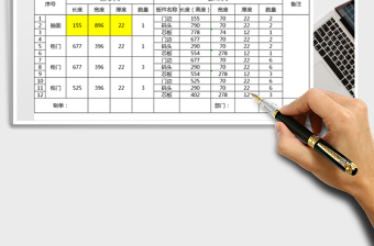 2022年橱柜衣柜下料单模板