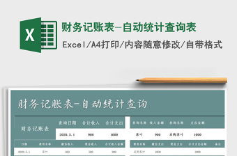 2021年財務記賬表-自動統(tǒng)計查詢表