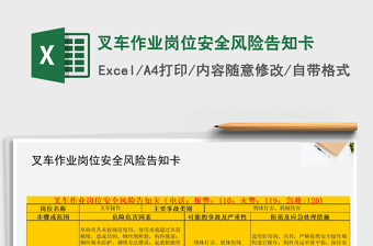 2021年叉車(chē)作業(yè)崗位安全風(fēng)險(xiǎn)告知卡