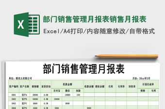 2022年部門銷售管理月報表銷售月報表免費下載