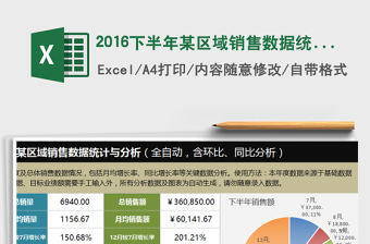 2021年2016下半年某區(qū)域銷售數(shù)據(jù)統(tǒng)計(jì)與分析（全自動(dòng)，含環(huán)比免費(fèi)下載