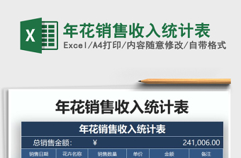 2021年年花銷售收入統(tǒng)計(jì)表