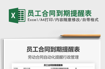 2021年員工合同到期提醒表