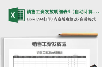 2022年銷售工資發放明細表4（自動計算)免費下載