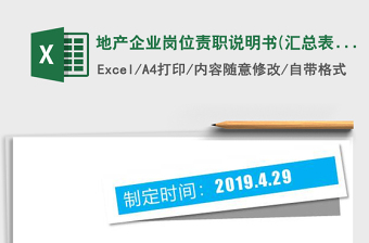 2021年地產(chǎn)企業(yè)崗位責(zé)職說明書(匯總表）免費(fèi)下載
