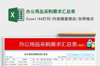 2022年辦公用品采購需求匯總表