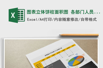 2022年圖表立體餅柱面積圖 各部門人員統計表免費下載