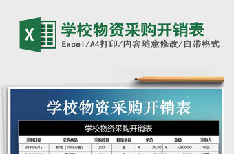 2022年學校物資采購開銷表免費下載