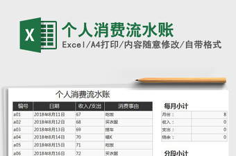 2021年個人消費(fèi)流水賬免費(fèi)下載
