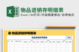 2021年物品進銷存明細表免費下載