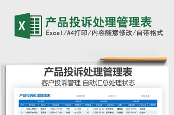 2021年產(chǎn)品投訴處理管理表