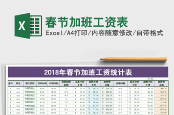 2022年春節(jié)加班工資表免費下載