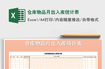 2022年倉庫物品月出入庫統(tǒng)計表免費下載