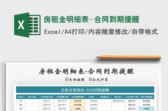 2021年房租金明細(xì)表-合同到期提醒