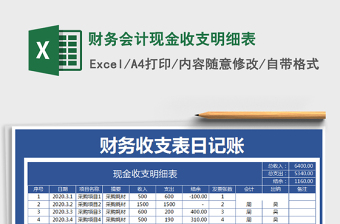 2022年財務會計現(xiàn)金收支明細表免費下載